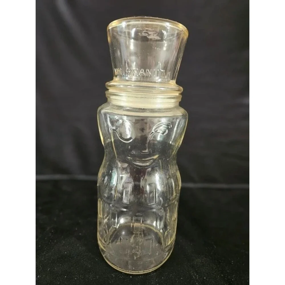 Vintage Mr. Peanut 75th Anniversary Glass Jar with Lid